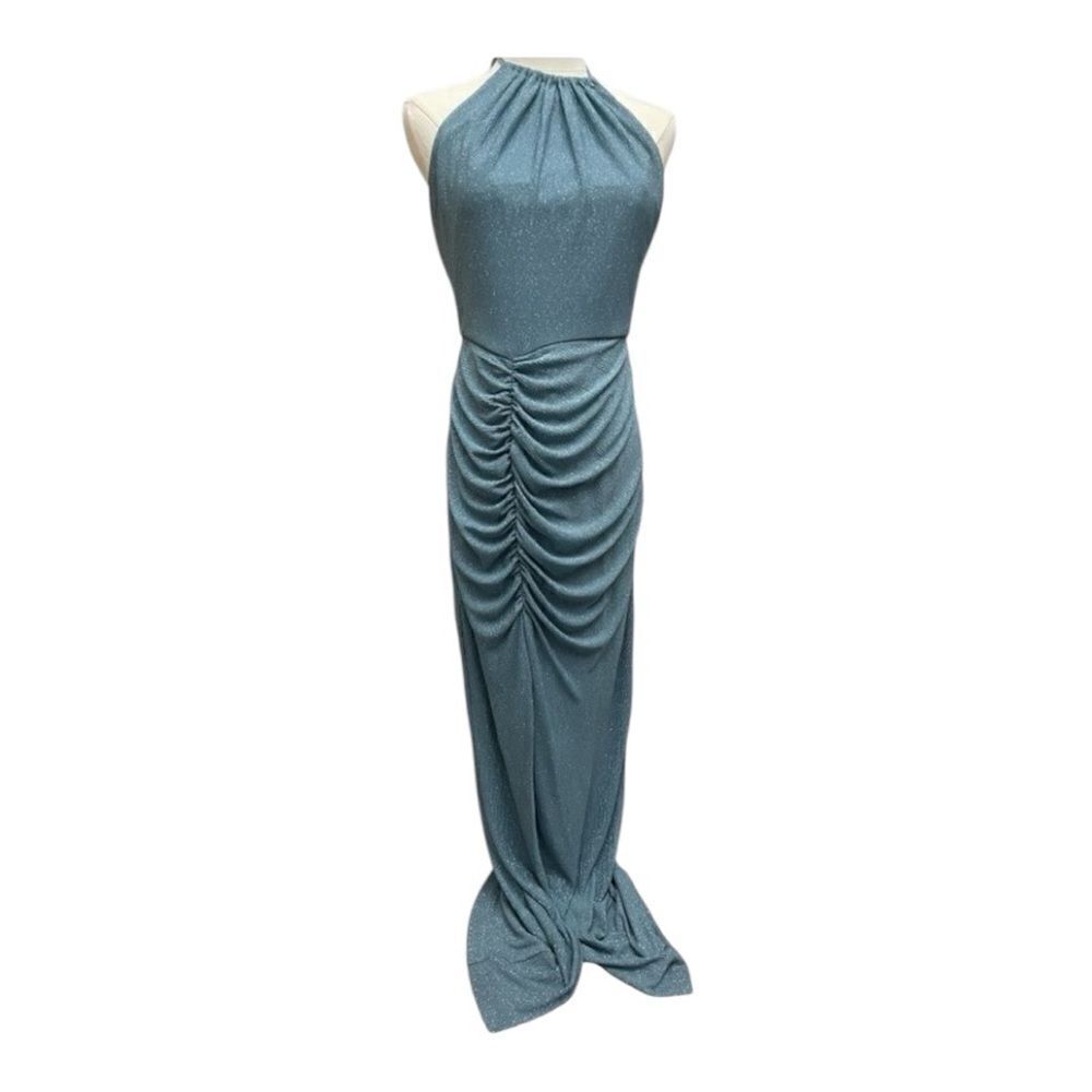 Aidan Mattox  Glitter Halter Maxi Gown Size 6 Formal Fairycore Whimsigoth - Picture 10 of 12